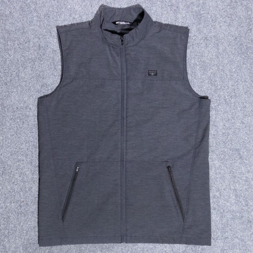 Travis Mathew Top Of The Line Full Zip Performance Vest Gray Men's Large Golf
